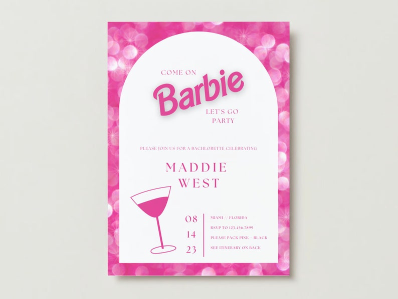Barbie Bachelorette Invitation Barbie Invitation Barbie Etsy
