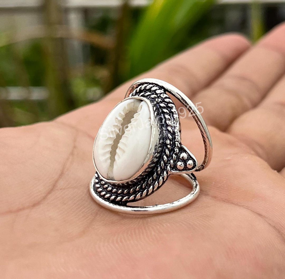Handmade Cowrie Shell Ring, 925 Sterling Silver Ring, Women Ring ...