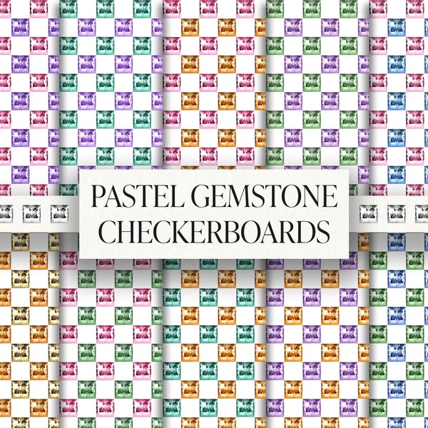 Pastel Gemstone Checkerboard Patterns