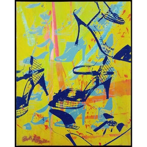 Bobby Kareem Hill High Heels Original Art Mixed Media Screenprint | African American Art | Black Art | NYC Art | Street Art | Unframed Art