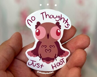 Silly Owl Sticker – No Thoughts Just HOOT, Waterproof Laminated Decal Sticker