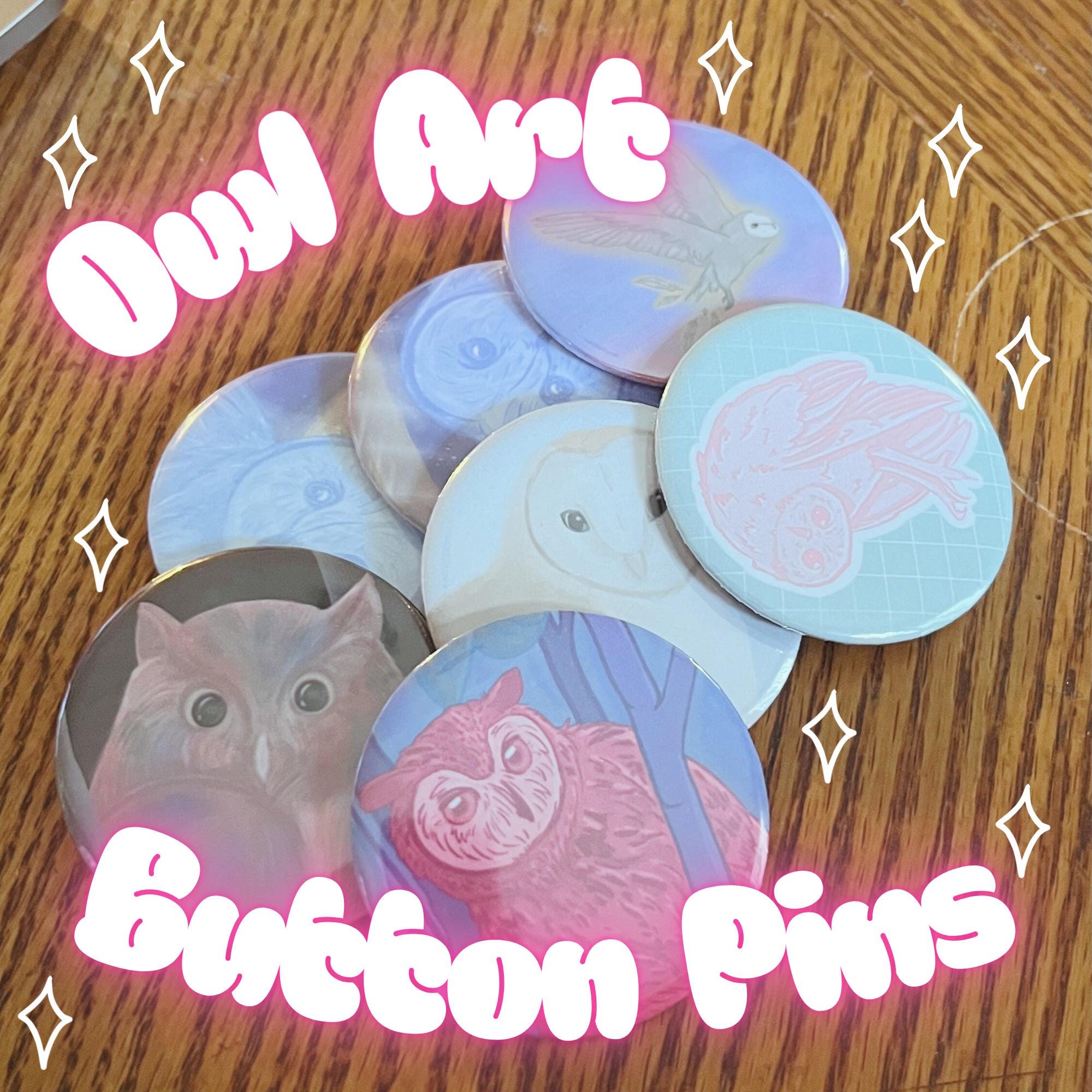 Owl Art Button Pins!