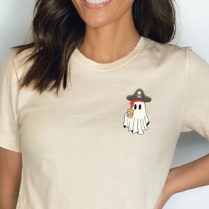 Funny Halloween Ghost Pirate, Halloween Shirt, Cute Ghost Shirt, Ghost Pocket Tee, Spooky Season shirt, ghost pocket size shirt, spooky tee