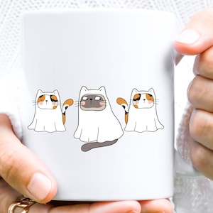 Ghost Cats Halloween Mug, Ghost Mug, Spooky Season Ghost Mug, Halloween Mug Friend, Spooky Mug, Cat Lover Gift, best friend gift, fall gift
