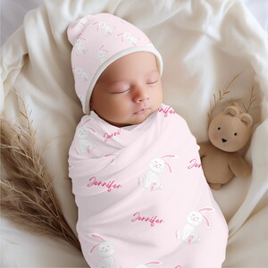 Baby Name Swaddle, Personalized Swaddle Blanket, Baby Hospital Outfit, Swaddle Blanket, Baby Swaddle with Name, Baby Swaddle Blanket, Bunny