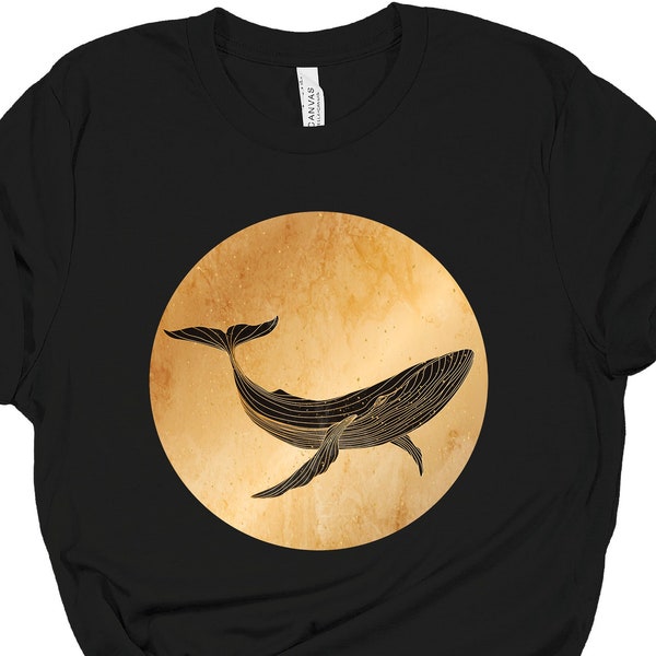 Whale T-Shirt, Deco Humpback Whale Shirt, Graphic Whale Gift Shirt, Whale Tee, Whale Lover T-Shirt, Vintage Whale Shirt, Art Deco Shirt Gift