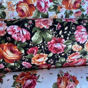 Flannel Floral Harvest Rose Design Flannel