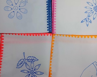 2 piezas Servilletas con diseños con orilla/ finished edge napkins to be Embroidered 2 pieces.