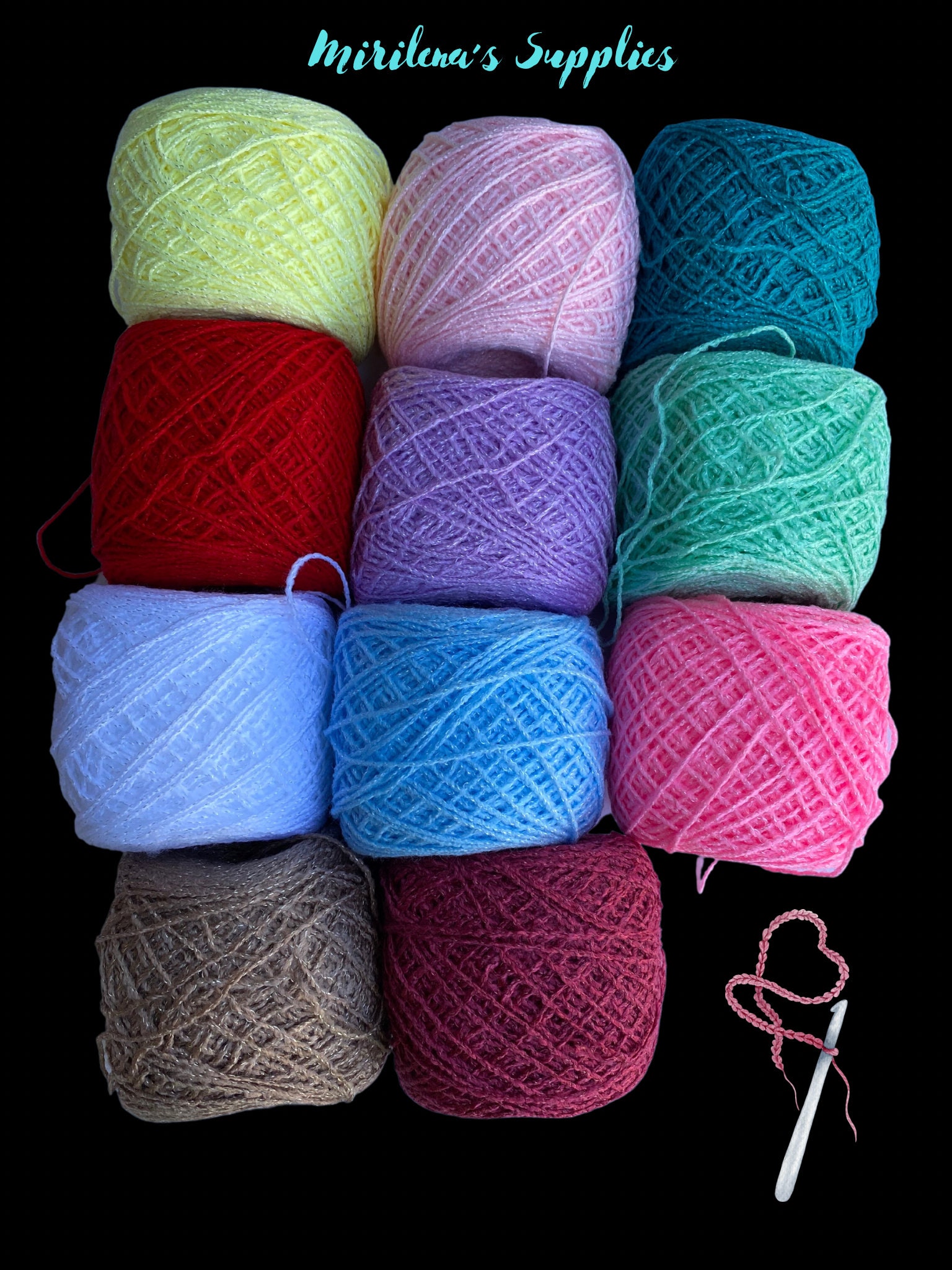 Hilo/Estambre Cristal para Tejer/Bordar Crochet a Mano de Mexico, (Paquete  de 6) Multicolor | Hilo de cristal de México a bordado de ganchillo