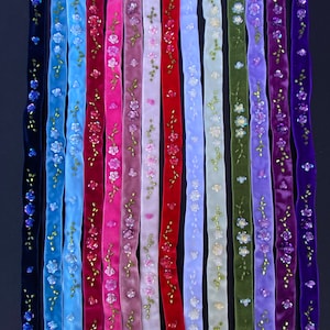 3 Yards 5/8" Vintage Hand Beaded Velvet Ribbon Trim, Embellished with Beads and Sequins, Many Colors Available