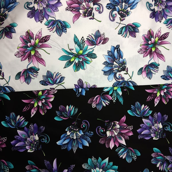 Benartex Xanadu Mystic Floral Print, 100% Cotton
