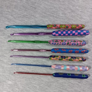 7pcs Multicolor Silicone Grip Crochet Hooks Aluminum