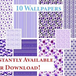 10 Printable Dollhouse Wallpaper Digital Download 1 12 Scale Purple Miniature Dollhouse Wallpaper Cute Seamless Patterns