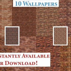 10 Printable Dollhouse Wallpaper Digital Download 1 12 Scale Brick Wall Miniature Dollhouse Seamless Patterns Aesthetic Indoor Outdoor