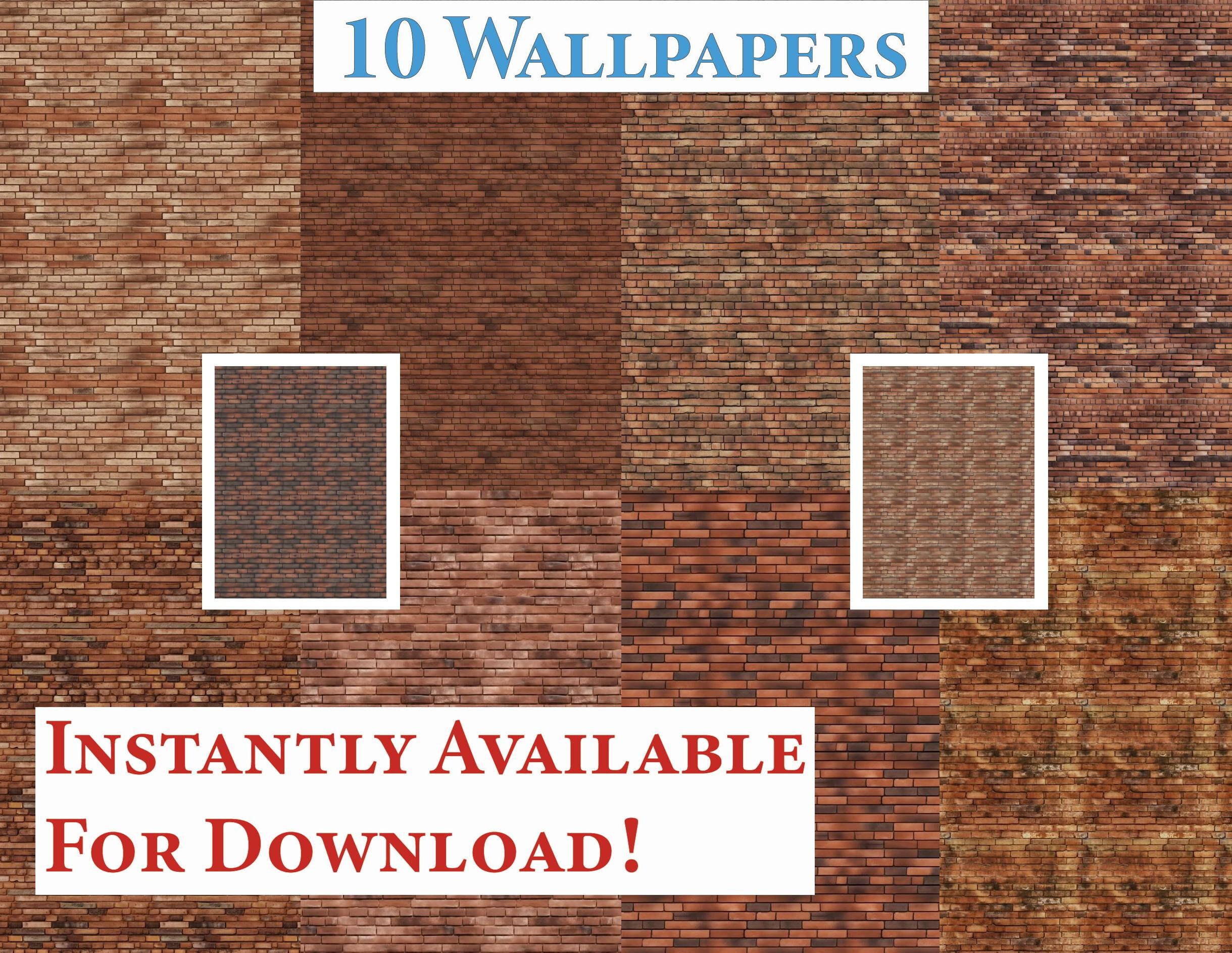 10 Printable Dollhouse Wallpaper Digital Download 1 12 Scale Brick Wall ...
