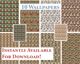 10 Printable Dollhouse Wallpaper Digital Download 1 12 Scale Modern Mid century Inspired Miniature Dollhouse Seamless Design Basic Patterns