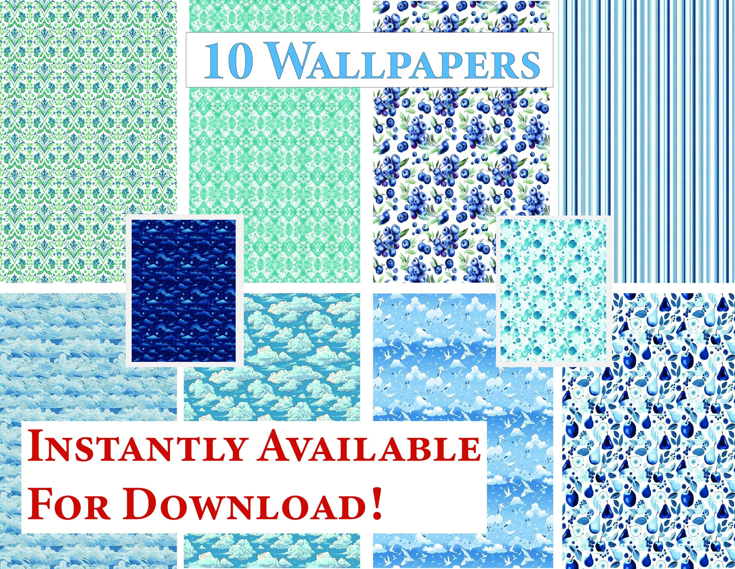 10 Printable Dollhouse Wallpaper Digital Download 1 12 Scale Blue ...
