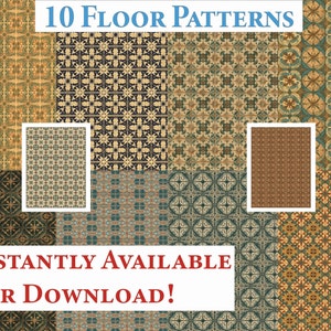 10 Printable Dollhouse Floor Patterns Digital Download 1 12 Scale Linoleum Floor Miniature Dollhouse Seamless Patterns Aesthetic Flooring