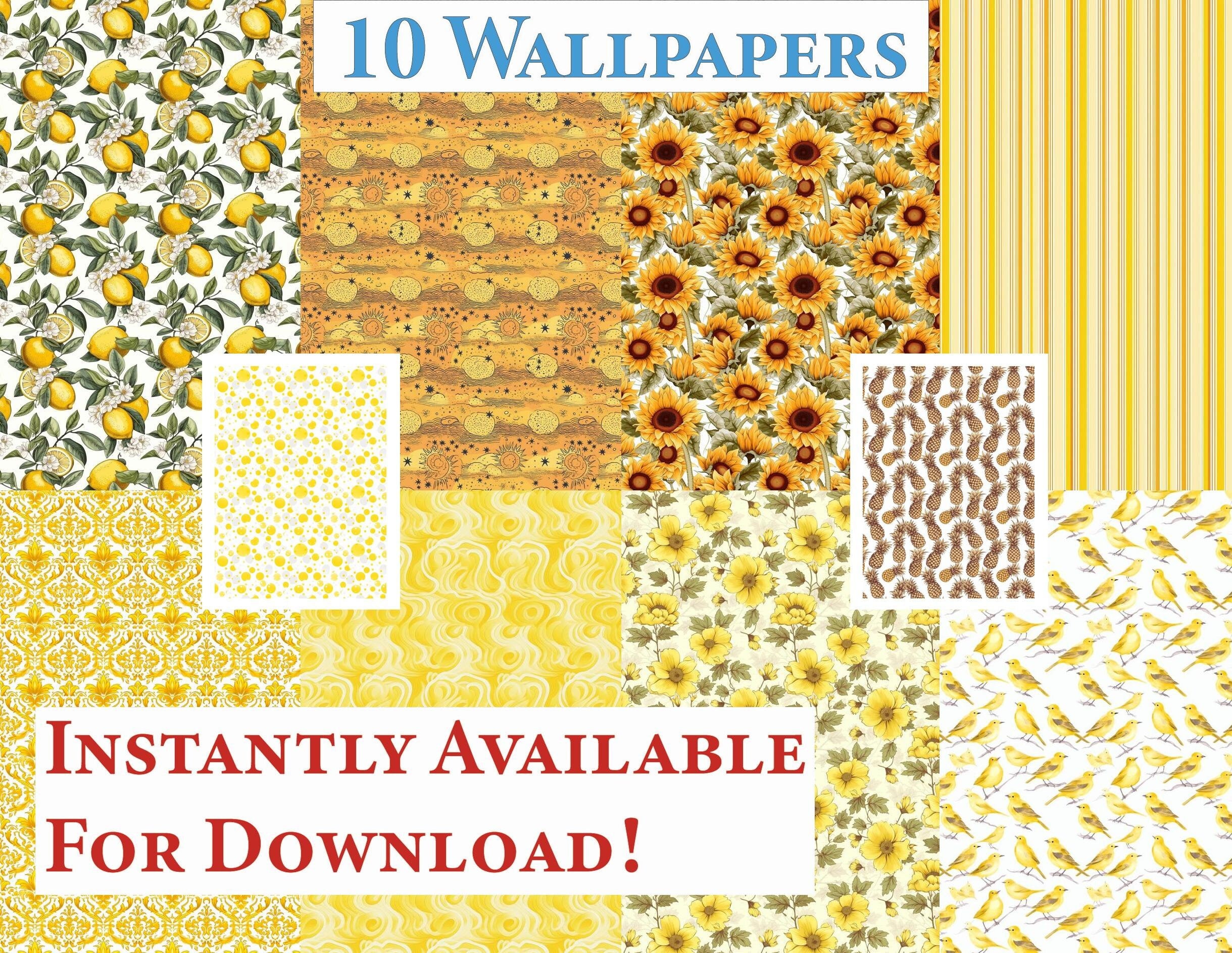 10 Printable Dollhouse Wallpapers Digital Download 1 12 Scale Yellow