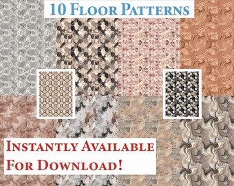 Tileable Funhouse Pattern 10 Printable Dollhouse Floor Patterns Digital Download 1 12 - Etsy
