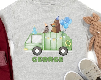 Personalized Toddler Garbage Truck Birthday T-Shirt, Garbage Truck Birthday Shirt, Trash Bash T Shirt, Kids Personalized Birthday Tee