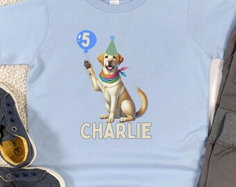 Personalized Birthday Dog Tee for Toddlers, Let's Pawty T-Shirt, Puppy Dog Themed Birthday Tee, Two Let The Dogs Out, Lab Birthday Tee