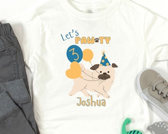 Personalized Toddler Puppy Dog Birthday Tee, Kids Let's Pawty Shirt, Kid Dog Birthday Tee, Let's Paw-ty Birthday Shirt, Bad TWO The Bone Tee