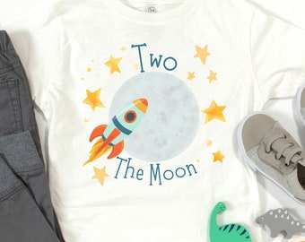 Toddler Two The Moon T-Shirt, Toddler Second Birthday T Shirt, Kids Second Birthday Shirt, Two The Moon Birthday Tee, Toddler 2nd Birthday