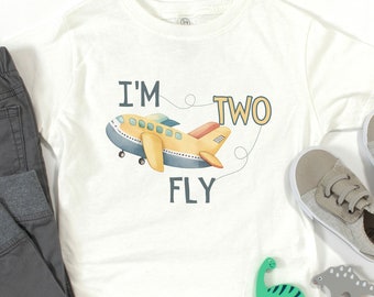 Toddler Airplane Birthday T-Shirt: I'm Two Fly, Kids 2nd Birthday T-Shirt, Toddler Airplane T-Shirt, I'm Two Fly T-Shirt, 2nd Birthday Tee