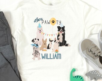 Personalized Toddler Puppy Dog Birthday Tee, Kids Let's Pawty Shirt, Kid Dog Birthday Tee, Let's Paw-ty Birthday Shirt, Bad TWO The Bone Tee