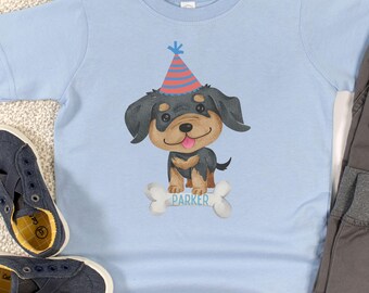 Personalized Puppy Dog Birthday Toddler Tee, Let's Pawty Shirt