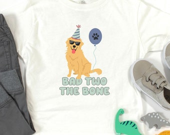 Bad Two The Bone Birthday Tee, Toddler 2nd Birthday Shirt, Dog Birthday Party, Bad Two The Bone Shirt, Two Let The Dogs Out Birthday Tee