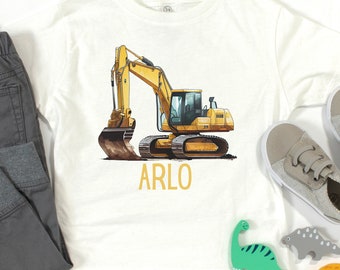 Personalized Toddler Excavator T-Shirt, Toddler Excavator Tee, Kids Excavator T-Shirt, Toddler Construction T-Shirt, Toddler Boy T Shirt