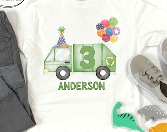 Personalized Toddler Garbage Truck Birthday T-Shirt, Kids Garbage Truck Birthday Tee, Toddler Trash Bash Tee, Trash Day Truck Birthday Shirt