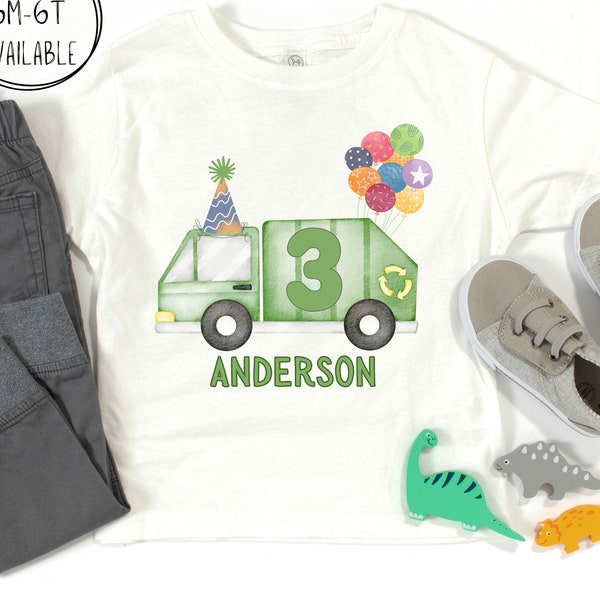 Personalized Toddler Garbage Truck Birthday T-Shirt, Kids Garbage Truck Birthday Tee, Toddler Trash Bash Tee, Trash Day Truck Birthday Shirt