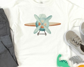 Toddler Airplane T-Shirt, Retro Airplane Graphic Tee, Kids Aviation Shirt,   Airplane Themed Birthday Tee