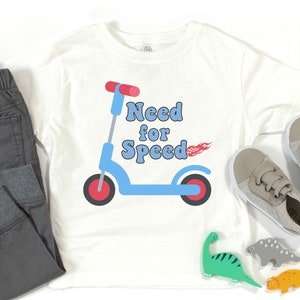 Toddler Scooter T-Shirt: Need for Speed, Kids Scooter Tee, Retro Toddler T Shirt, Toddler Scooter T-Shirt, Toddler Boy Tee, Gift For Boys