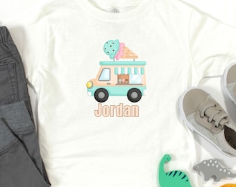 Personalized Ice Cream Truck Toddler Tee, Ice Cream Birthday Shirt, Two Sweet Birthday Tee, Two Scoops Birthday Shirt, Ice Cream Party Tee