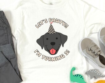 Personalized Toddler Dog Birthday Tee, Kids Let's Pawty Shirt, Kid Puppy Dog Birthday Tee, Let's Paw-ty Birthday Shirt, Bad TWO The Bone Tee