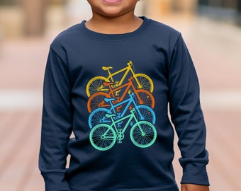 Toddler Bicycle Long Sleeve Shirt, Kids Bicycle Shirt, Retro Bicycle Tee, Toddler Bike Shirt, Kid Graphic Tee, Toddler Boy Gift, Bicycle Tee