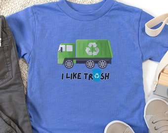 Toddler Garbage Truck T-Shirt: I Like Trash, Kids Garbage Truck Shirt, Toddler Recycle Tee, Toddler Graphic T-Shirt, Garbage Truck T Shirt