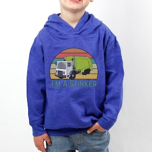 Toddler Garbage Truck Fleece Hoodie: I&#39;m A Stinker, Kid Garbage Truck Sweatshirt, Toddler Garbage Truck Sweatshirt, Kid Garbage Truck Hoodie