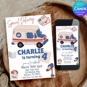 Special Delivery Mail Truck Birthday Invitation • Editable Mailman Birthday Invite • Mail Truck Theme • Instant Download • Delivery Truck