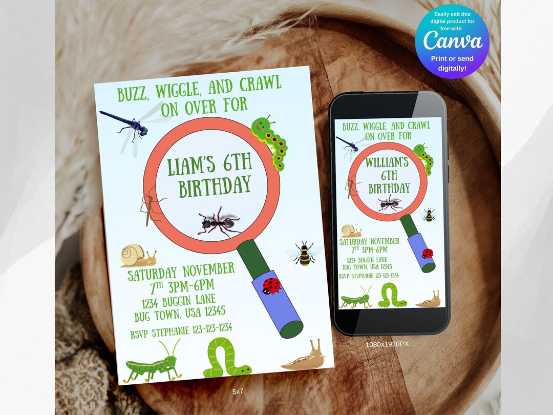 Editable Insect Birthday Invitation Digital Download, Bug-themed ...