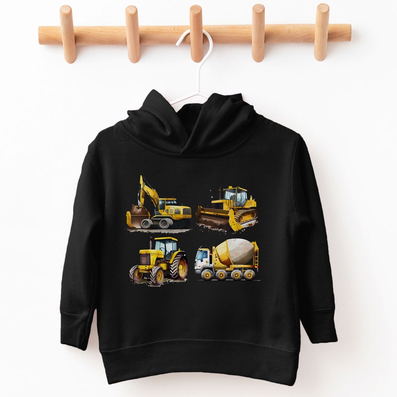 Toddler Construction Pullover Hoodie, Kids Excavator Hoodie, Toddler