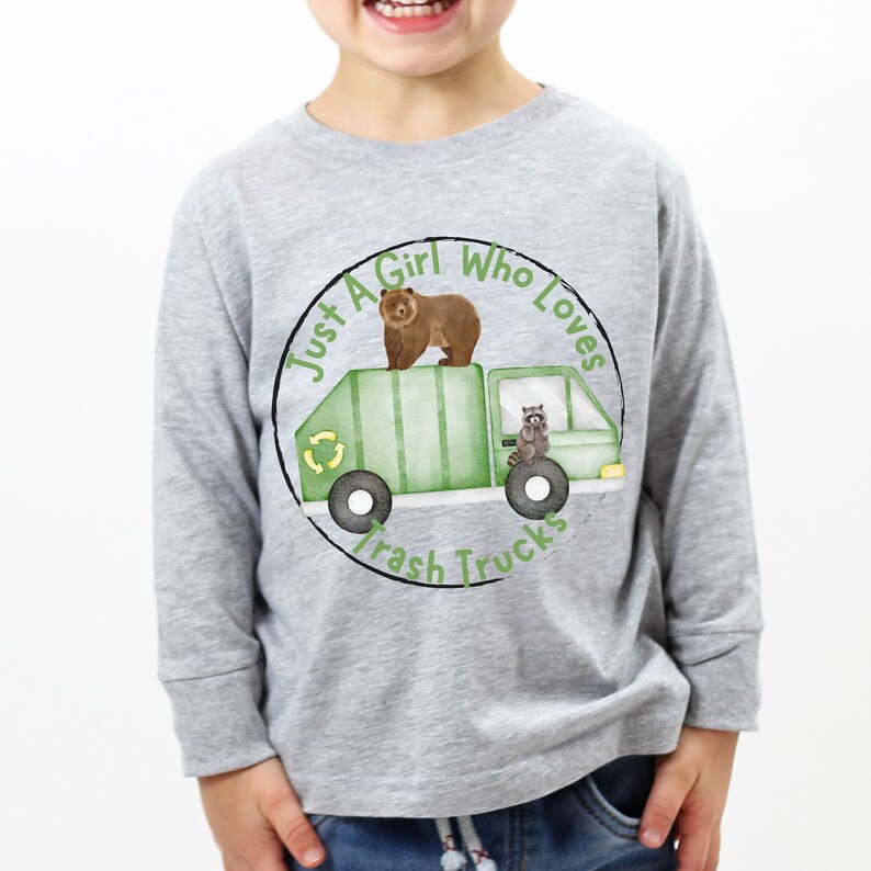 Toddler Garbage Truck Hoodie and Long Sleeve T-Shirt, Toddler Girl Garbage Truck Hoodie, Girls Garbage Truck Shirt, Garbage Truck Sweatshirt image 2