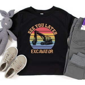 Claire & Charlie Boys Shirt - Red with Excavator Truck