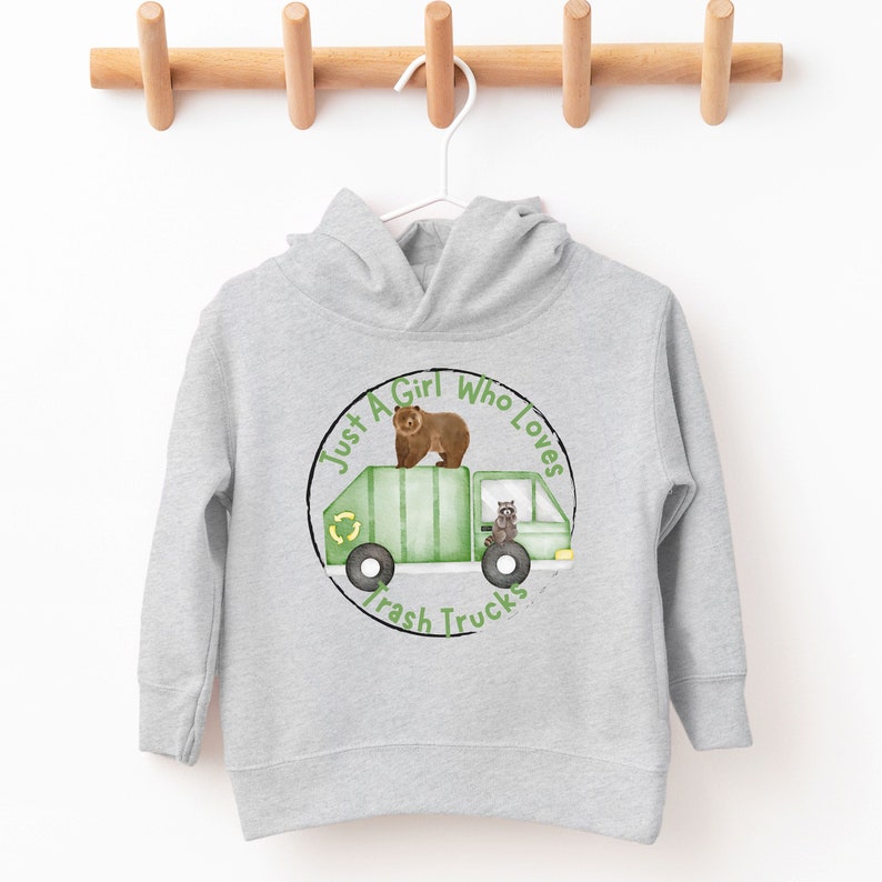 Toddler Garbage Truck Hoodie and Long Sleeve T-Shirt, Toddler Girl Garbage Truck Hoodie, Girls Garbage Truck Shirt, Garbage Truck Sweatshirt image 1