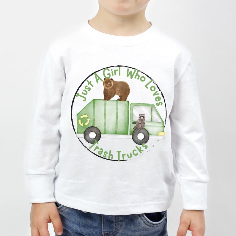 Toddler Garbage Truck Hoodie and Long Sleeve T-Shirt, Toddler Girl Garbage Truck Hoodie, Girls Garbage Truck Shirt, Garbage Truck Sweatshirt image 3