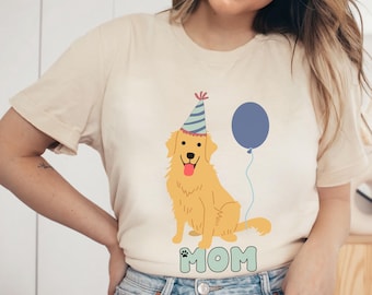 Personalized Mom Dad Dog Themed Birthday Tee, Golden Retriever Birthday Shirt, Puppy Birthday Party Tee, Mom Dad Dog Shirt, Doggone Birthday
